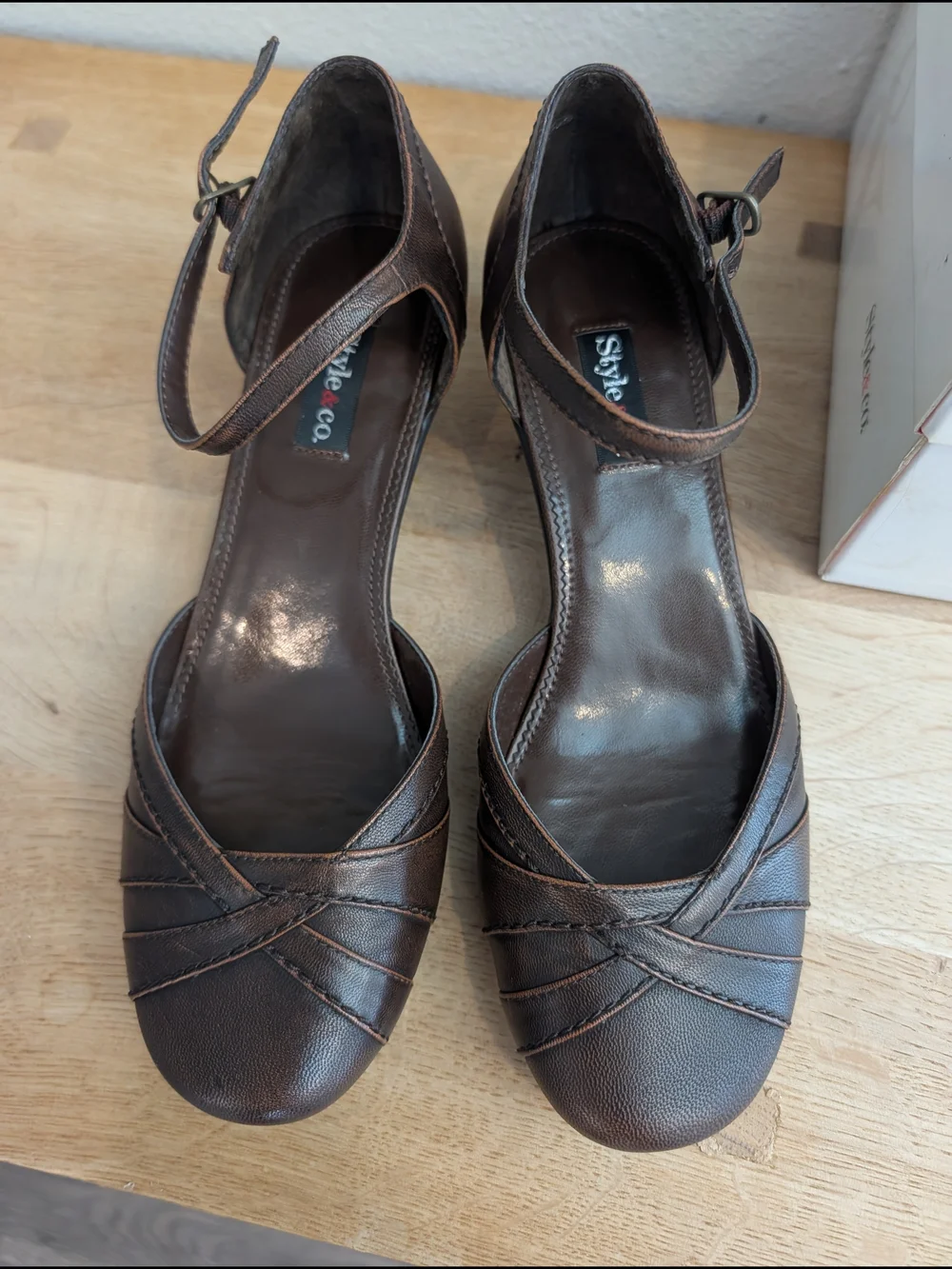 Style & Co. Women’s Brown Ankle Strap Low Kitten Heel Pumps